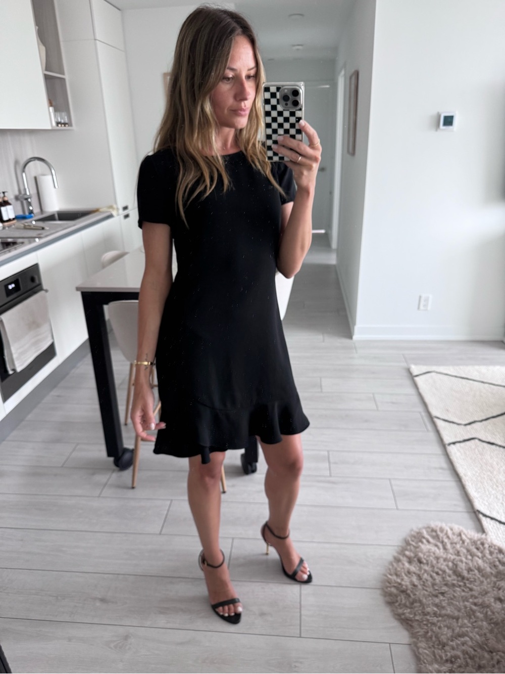 Diane Von Furstenberg Black Short Ruffle-Hem Mini Dress